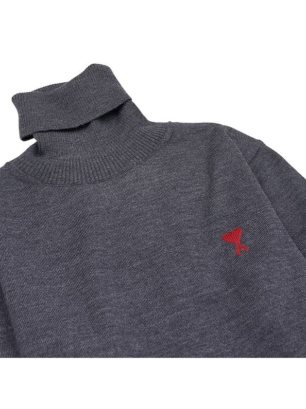 Small Heart Logo Turtleneck Grey - AMI - BALAAN 4