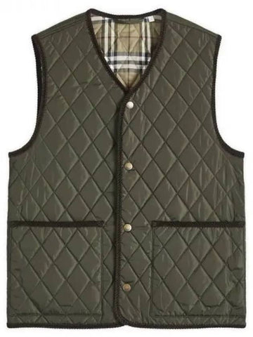 V neck quilted vest green - BURBERRY - BALAAN 1