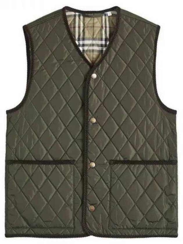 V-Neck Quilted Vest Olive - BURBERRY - BALAAN 1