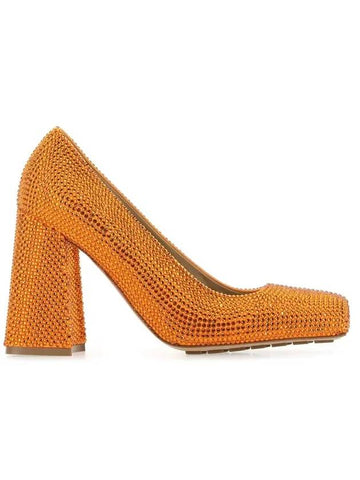 Women's Tower Square Toe Pumps Heel Tangerine - BOTTEGA VENETA - BALAAN 1