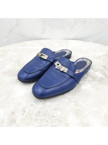 Lux You 36 Navy Kelly Buckle Bloafer Mule - HERMES - BALAAN 1