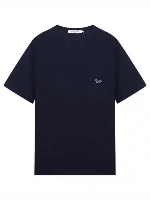 Navy Fox Patch Classic Pocket T Shirt Men s Short Sleeve Tee - MAISON KITSUNE - BALAAN 1