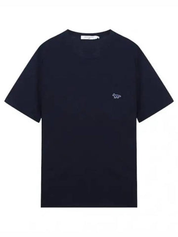 Navy Fox Patch Classic Pocket T Shirt Men s Short Sleeve Tee - MAISON KITSUNE - BALAAN 1