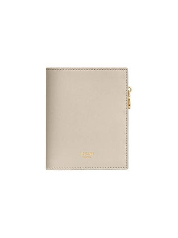 Triomphe Charm Compact Shiny Calfskin Half Wallet Light Stone - CELINE - BALAAN 1