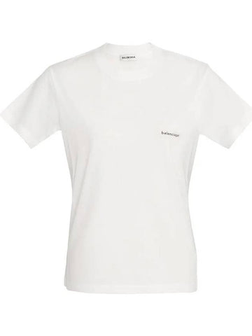 Women's White Small Lettering Short Sleeve 556107 E1249 - BALENCIAGA - BALAAN 1