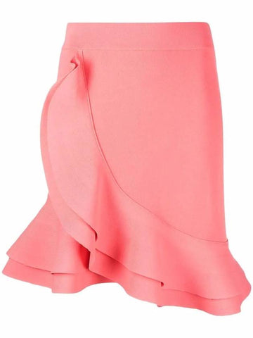 Lucy Ruffle Midi H-Line Skirt Pink - ALEXANDER MCQUEEN - BALAAN 1