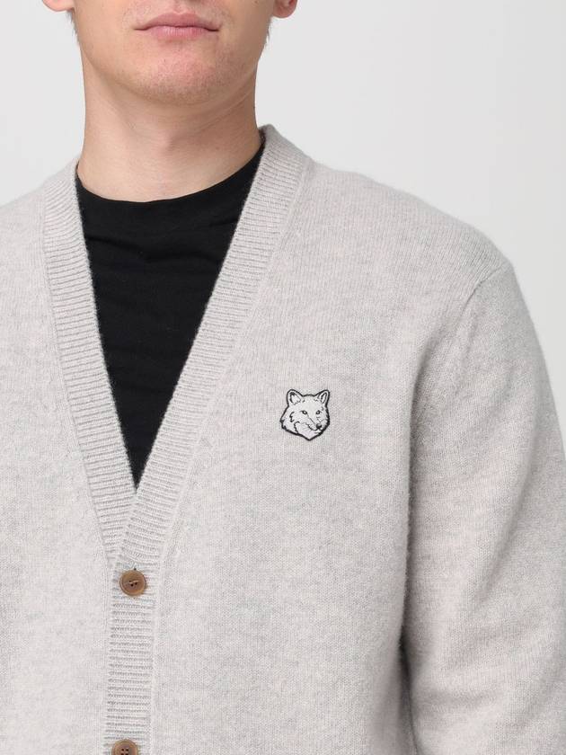 Bold Fox Head Patch Regular Lambswool Cardigan Light Grey - MAISON KITSUNE - BALAAN 5