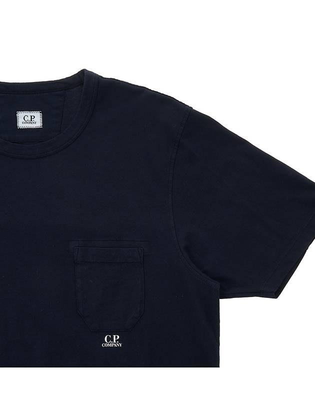 Small Logo Pocket Cotton Short Sleeve T-Shirt Total Eclipse - CP COMPANY - BALAAN 5