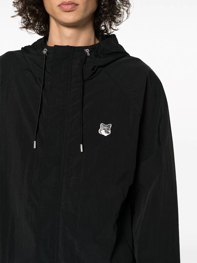 Hoodie Windbreaker in Nylon with Grey Fox Head Patch Black - MAISON KITSUNE - BALAAN 5