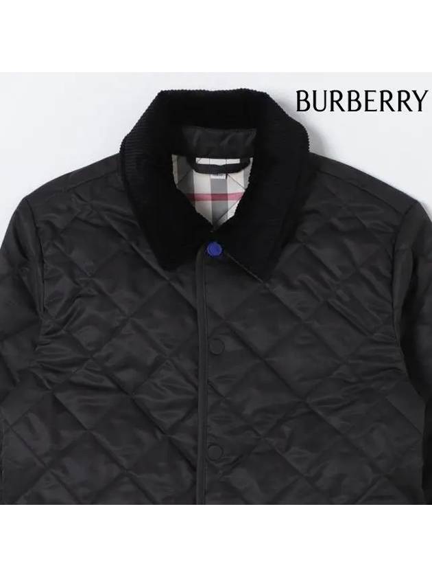 Corduroy Collar Quilted Half Jacket Black - BURBERRY - BALAAN 5