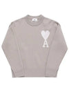 Big Heart Logo Wool Knit Top Light Beige - AMI - BALAAN 2