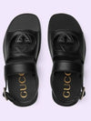 Men's Interlocking G Leather Sandals Black - GUCCI - BALAAN 4