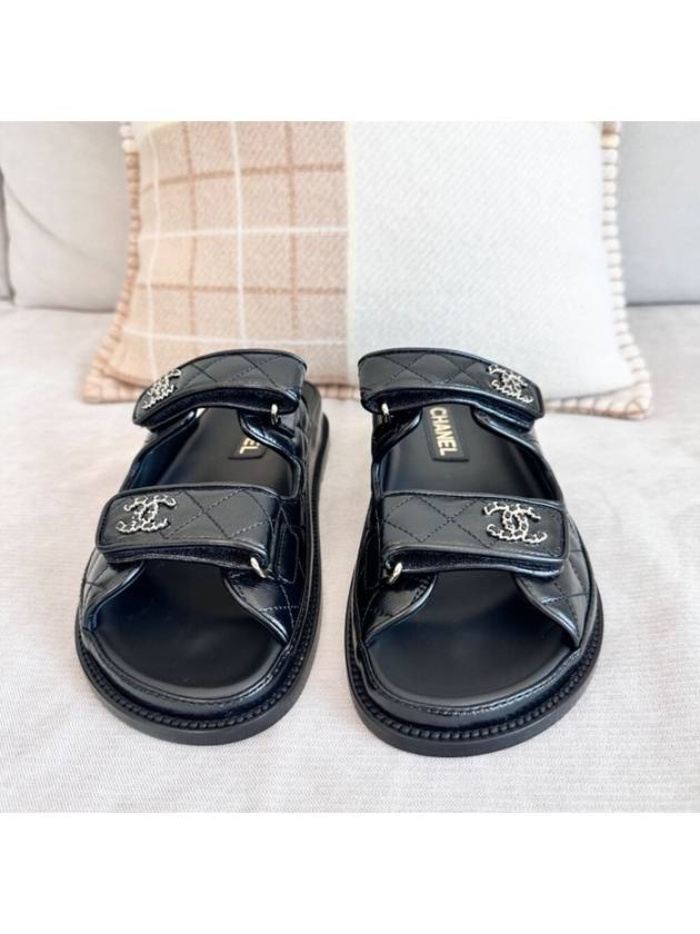 CC Logo Velcro Sandals Black - CHANEL - BALAAN 4