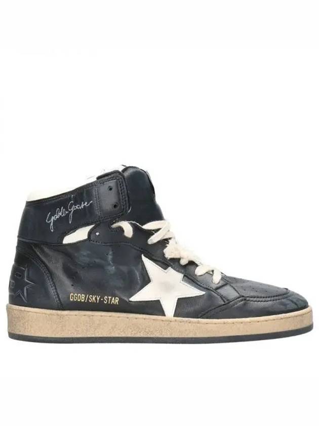 Men's Sky Star Nappa Leather High Top Sneakers Black - GOLDEN GOOSE - BALAAN 2