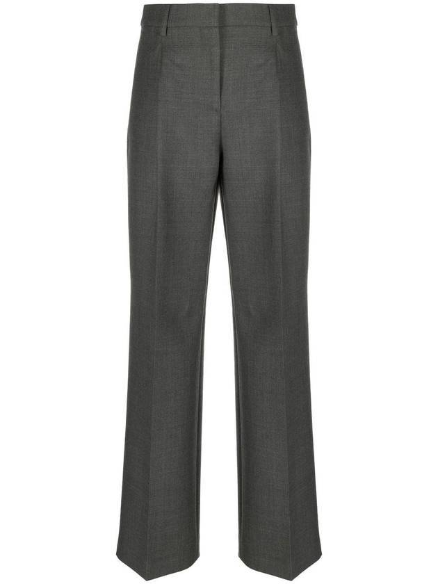 Wool Leg Wide Pants Dark Gray Melange - BURBERRY - BALAAN 1