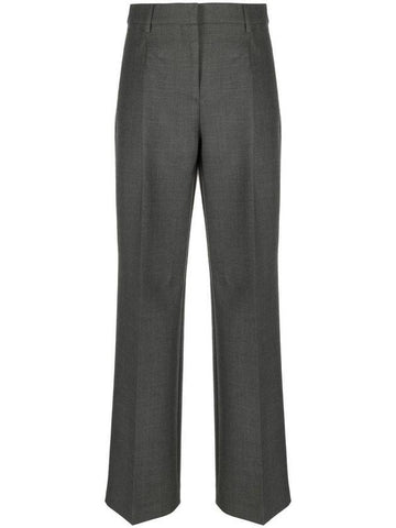 Wool Leg Wide Pants Dark Gray Melange - BURBERRY - BALAAN 1