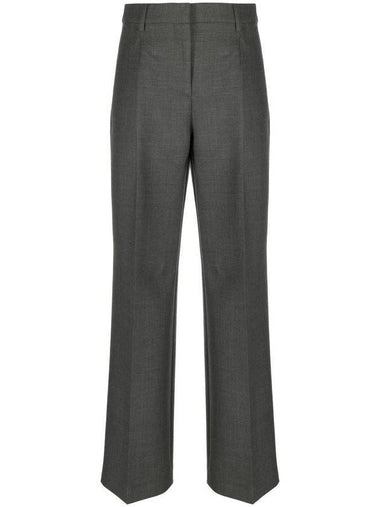 Wool Leg Wide Pants Dark Gray Melange - BURBERRY - BALAAN 1