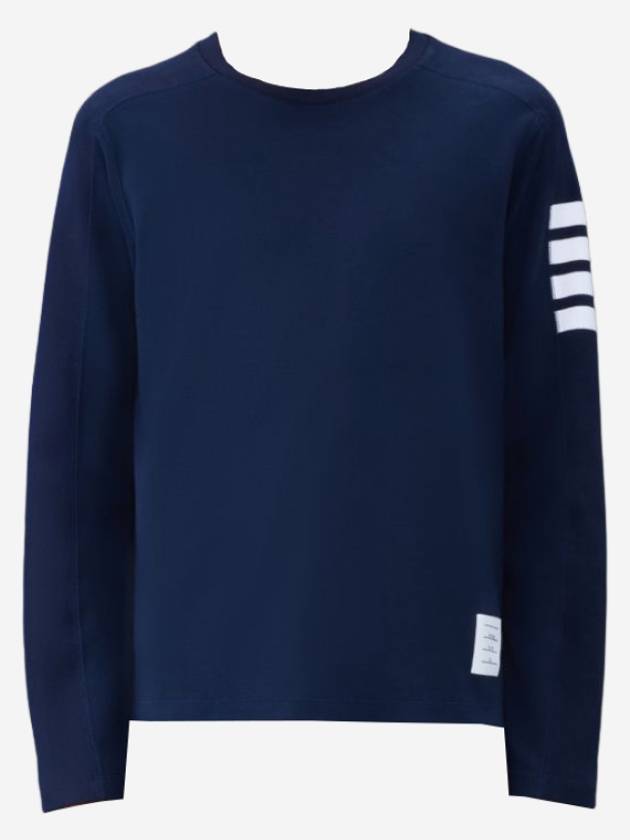 4-Bar Striped Cotton Long Sleeve T-Shirt Navy - THOM BROWNE - BALAAN 2