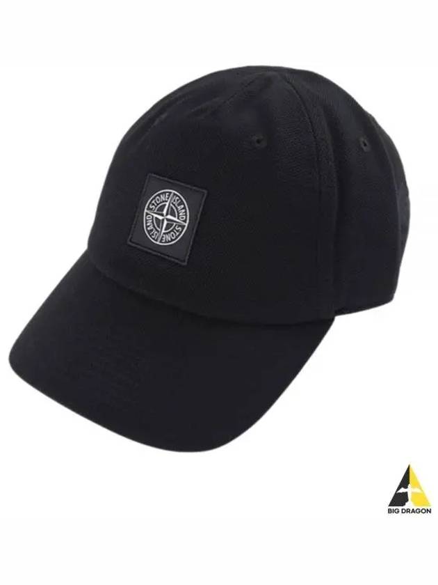 Pique 6 Panel Organic Cotton Ball Cap Black - STONE ISLAND - BALAAN 2