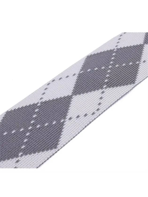 Men's Diagonal Stripe Knit Silk Jacquard Argyle Tie Light Gray - THOM BROWNE - BALAAN.