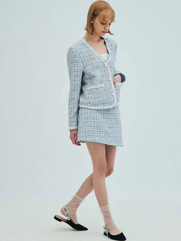 Check Tweed Wrap Shorts Blue - OPENING SUNSHINE - BALAAN 5