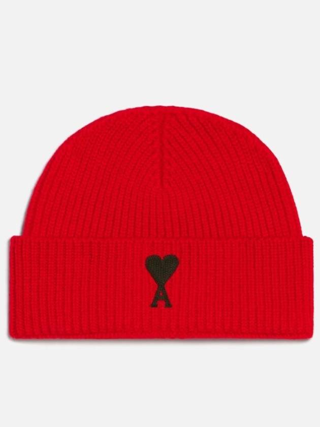 Embroidered Logo Wool Beanie Red - AMI - BALAAN 2