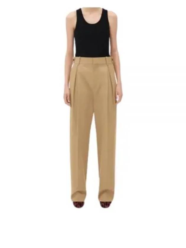 High-waisted Cotton Slacks Beige - BOTTEGA VENETA - BALAAN 2