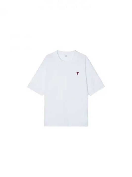 Small Heart Logo Boxy Fit Short Sleeve T-Shirt White - AMI - BALAAN 2