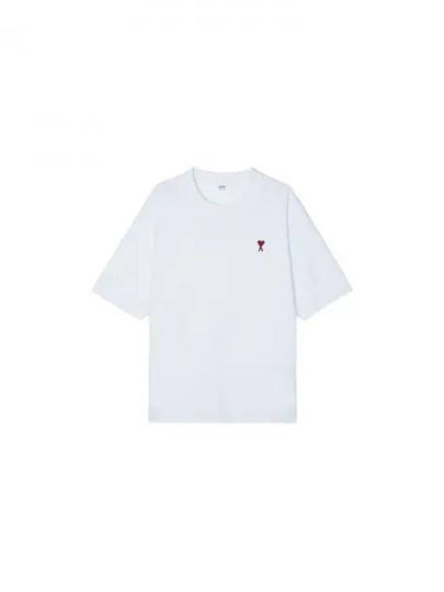 Small Heart Logo Boxy Fit Short Sleeve T-Shirt White - AMI - BALAAN 2