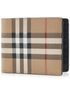 Check Slim Bifold Leather Half Wallet Beige - BURBERRY - BALAAN 2