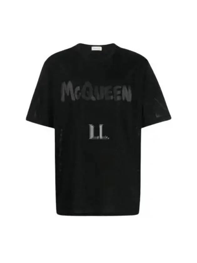 Graffiti Logo Short Sleeve T-Shirt Black - ALEXANDER MCQUEEN - BALAAN 2