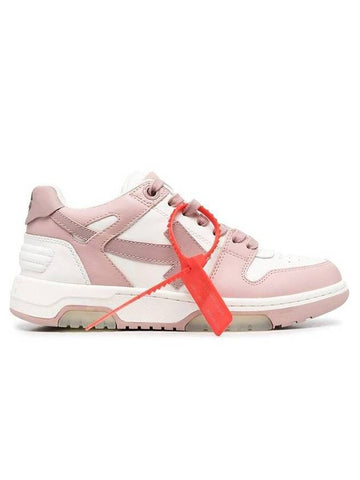 Out Of Office Leather Low-Top Sneakers Pink - OFF WHITE - BALAAN 1