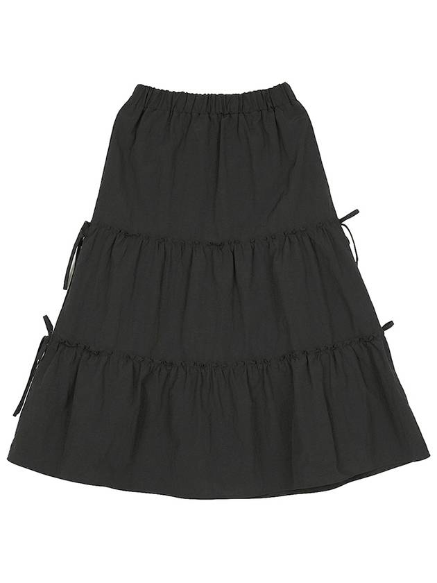 Shirring Ribbon Tiered Long Skirt Black - HIGH SCHOOL DISCO - BALAAN 3