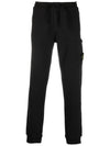 Waffen Patch Cotton Fleece Track Pants Black - STONE ISLAND - BALAAN 3