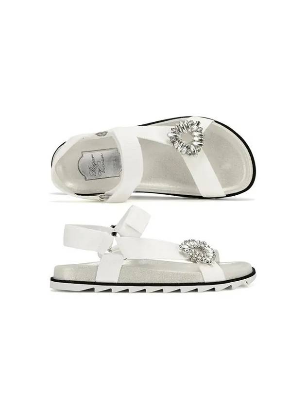 Trekky Viv Crystal Grosgrain Suede Sandals White - ROGER VIVIER - BALAAN 2