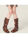 Buckle Detail Leather Long Boots Brown - MIU MIU - BALAAN 6