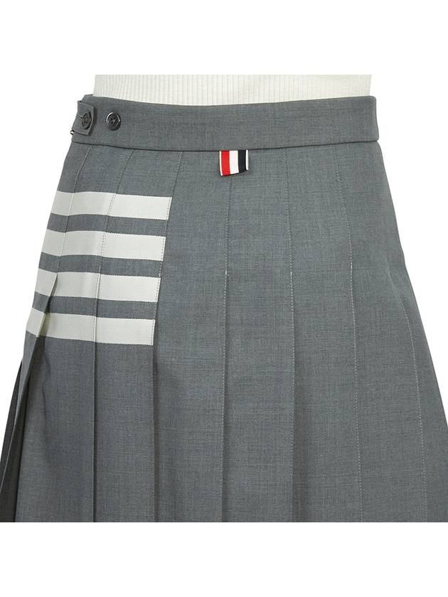 4 Bar Logo Plain Weave Wool Pleated Skirt Grey - THOM BROWNE - BALAAN 8