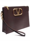 V Logo Signature Clutch Bag Brown - VALENTINO - BALAAN 4