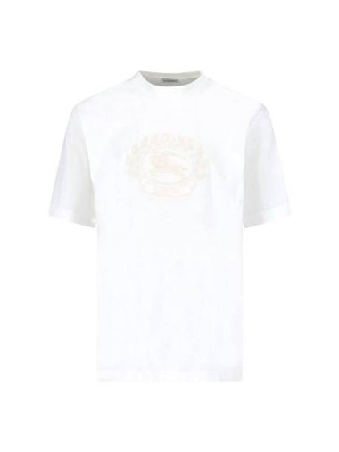 Embroidered Logo Cotton Short Sleeve T-Shirt White - BURBERRY - BALAAN 1