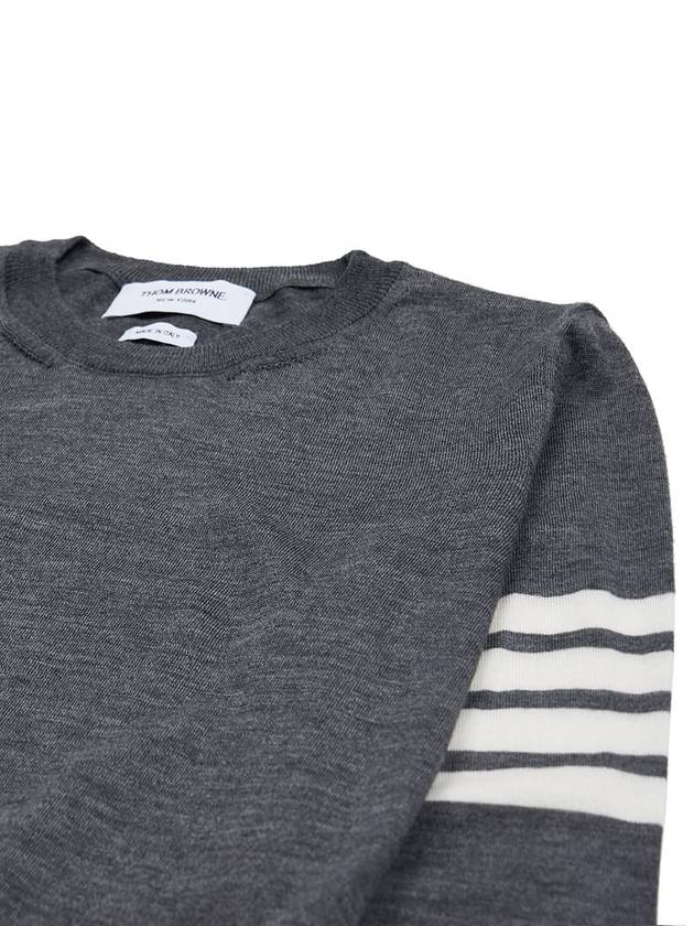 4-Bar Merino Jumper Wool Knit Top Grey - THOM BROWNE - BALAAN 4