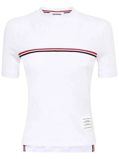 Women's High Twist Rip Stripe Short Sleeve T Shirt White - THOM BROWNE - BALAAN 2