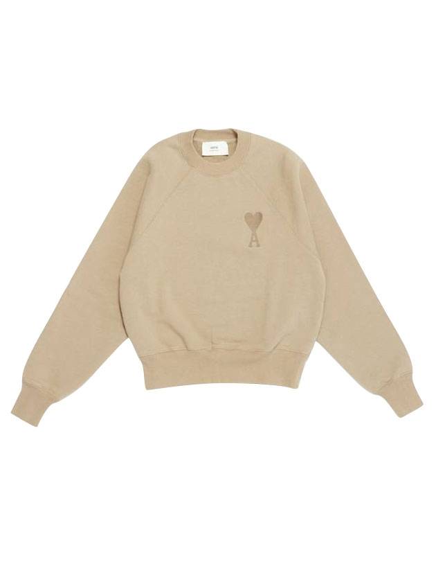 Big Heart Logo Sweatshirt Beige - AMI - BALAAN 1