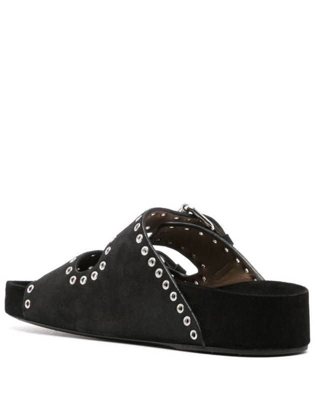 Lennyo Eyelet Leather Slippers Black - ISABEL MARANT - BALAAN 4