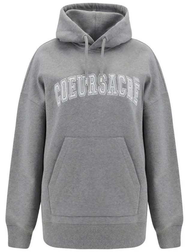 Coeur Sacre Embroidered Lettering Logo Hoodie Grey - AMI - BALAAN 3