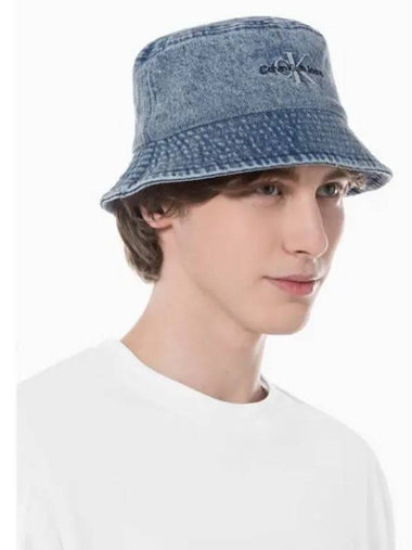 JEANS Men s Blue Denim Bucket Hat HX0336 407 - CALVIN KLEIN - BALAAN 1