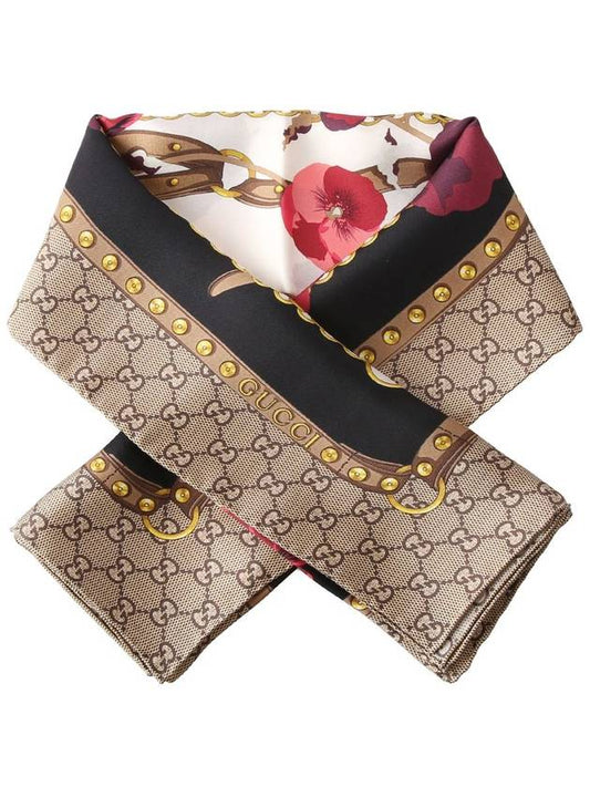 GG Flower Square Silk Scarf - GUCCI - BALAAN 2