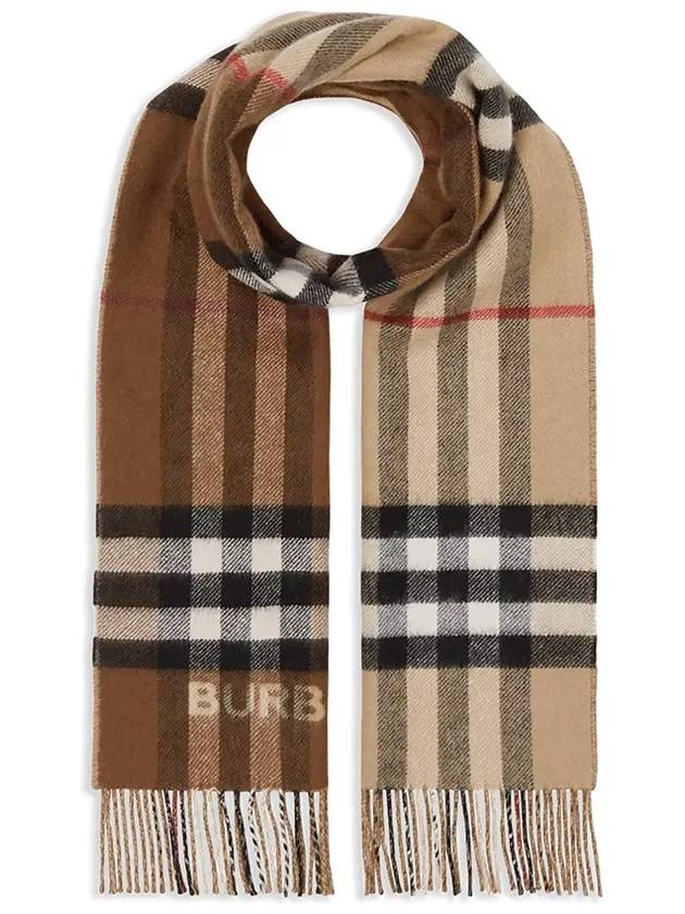 Contrast Check Cashmere Muffler Archive Beige Birch Brown - BURBERRY - BALAAN 2