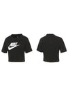 Sportswear Essential Crop Cotton Short Sleeve T-Shirt Black - NIKE - BALAAN 7