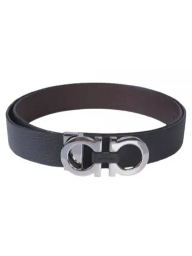 Reversible Gancini Belt Black Hickory - SALVATORE FERRAGAMO - BALAAN 2