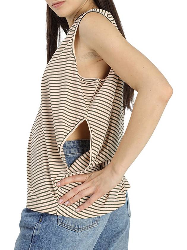 MM6 Ladies Asymmetric Stripe Stretch-cotton T-shirt, Size Medium - MAISON MARGIELA - BALAAN 2